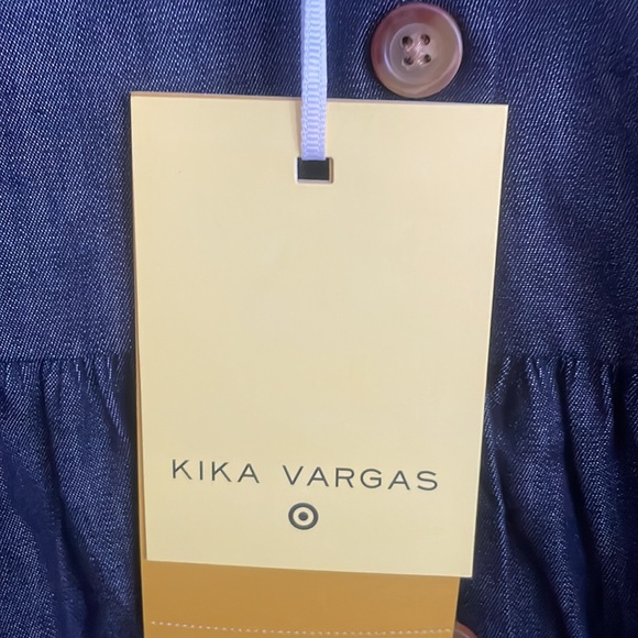 NWT Kika Vargas x Target Women's Blue Scalloped Button Front Blouse L - Picture 3 of 9